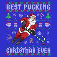 Funny Santa Claus Ugly Christmas Ice Hockey Best Pucking Gift Sweatshirt thumb 3