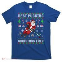 Funny Santa Claus Ugly Christmas Ice Hockey Best Pucking Gift T-Shirt thumb 0