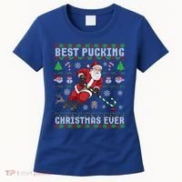 Funny Santa Claus Ugly Christmas Ice Hockey Best Pucking Gift Women's T-Shirt thumb 0