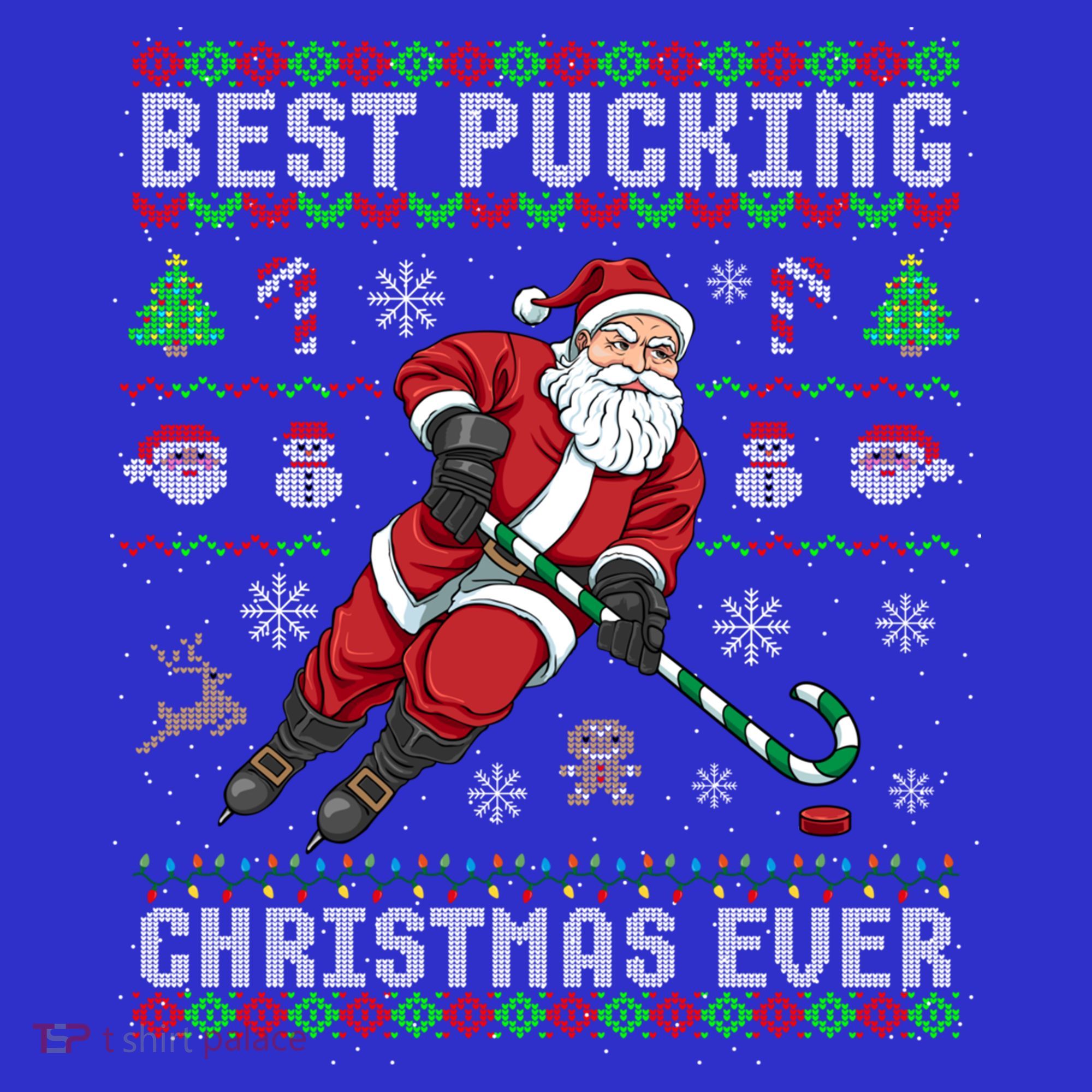 Funny Santa Claus Ugly Christmas Ice Hockey Best Pucking Gift Kids Hoodie