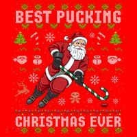 Funny Santa Claus Ugly Christmas Ice Hockey Best Pucking Gift Santa Hat thumb 1