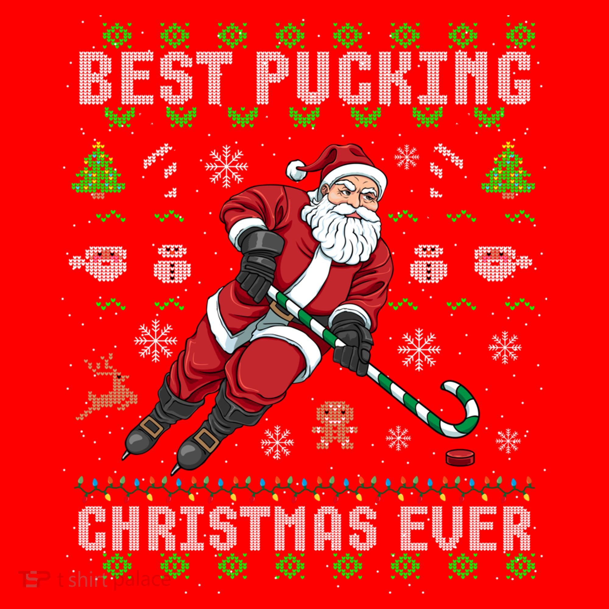 Funny Santa Claus Ugly Christmas Ice Hockey Best Pucking Gift Santa Hat