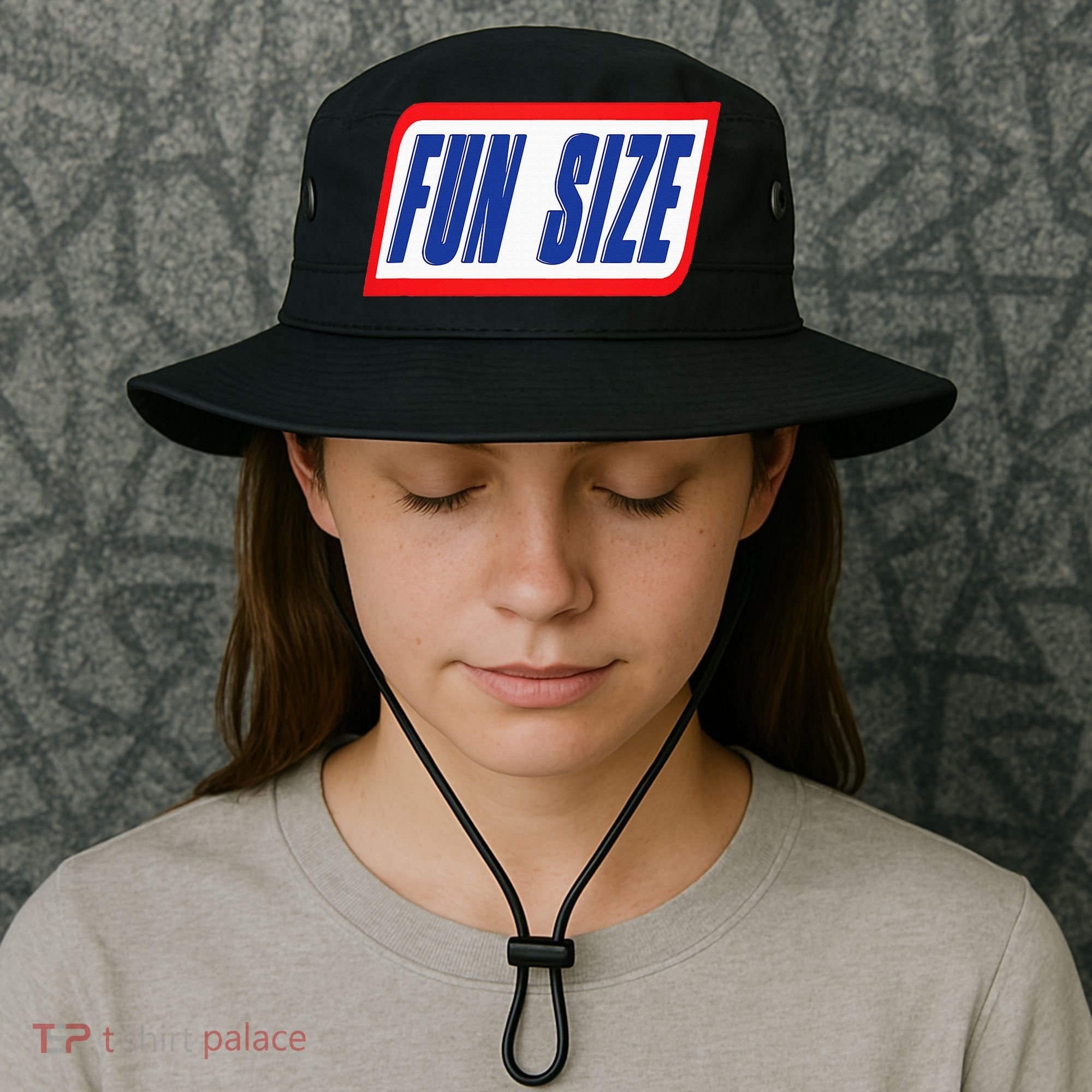 Fun Size Candy Bar Style Label Bucket Hat