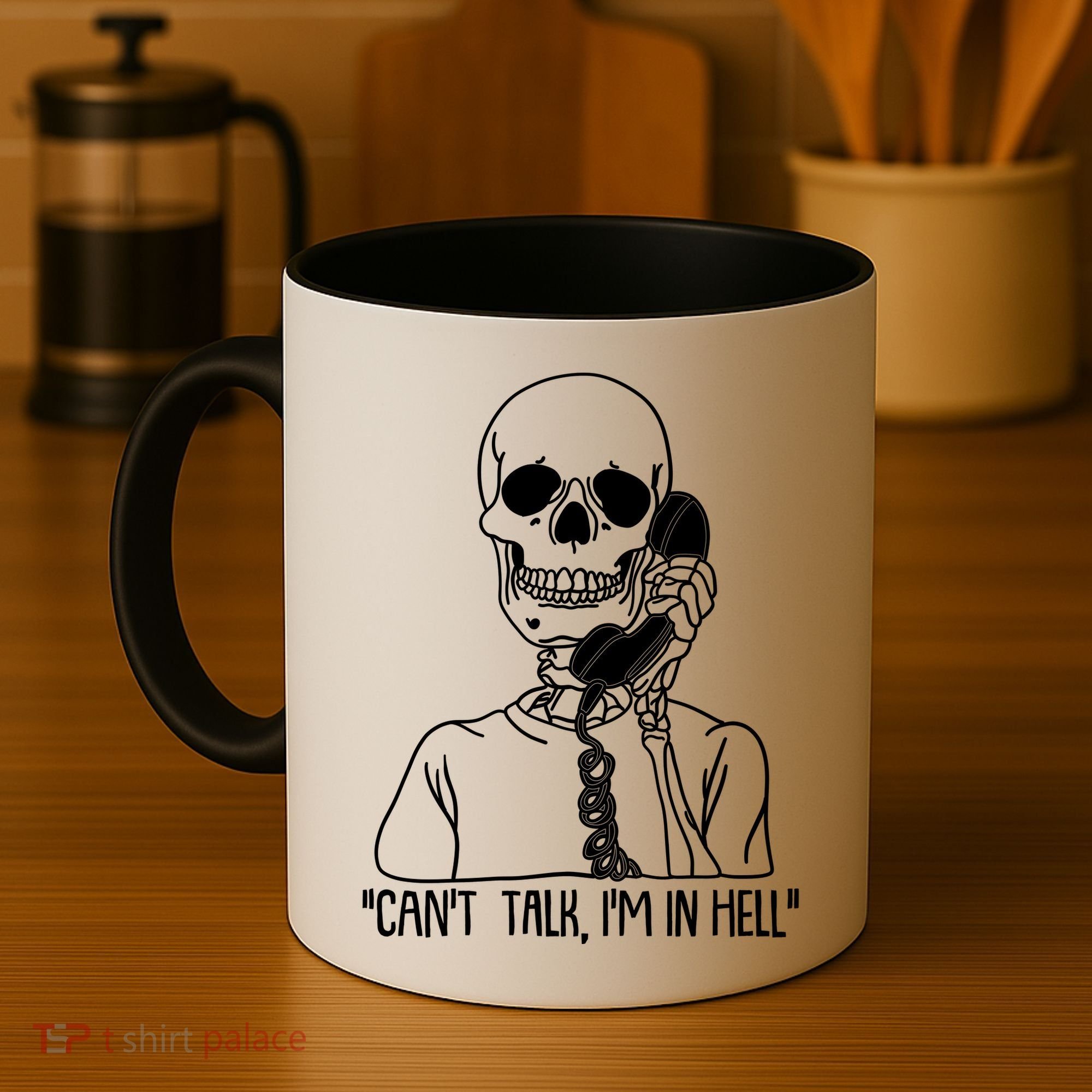 Funny Skeleton Cant Talk Im In Hell Coffee Mug