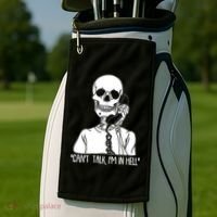 Funny Skeleton Cant Talk Im In Hell Golf Towel thumb 2