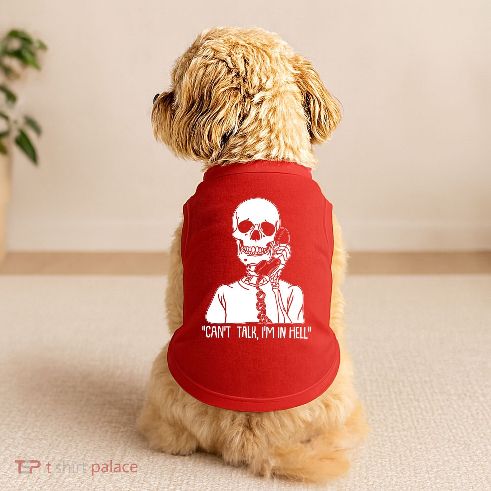 Funny Skeleton Cant Talk Im In Hell Doggie Tank