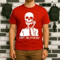 Funny Skeleton Cant Talk Im In Hell T-Shirt thumb 6