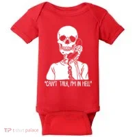 Funny Skeleton Cant Talk Im In Hell Baby Bodysuit thumb 0