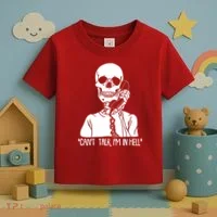 Funny Skeleton Cant Talk Im In Hell Toddler T-Shirt thumb 3