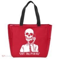 Funny Skeleton Cant Talk Im In Hell Tote Bag thumb 0