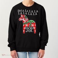 Funny Swedish Christmas God Jul Dala Horse Dalahost Women's Sweatshirt thumb 0