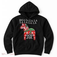 Funny Swedish Christmas God Jul Dala Horse Dalahost Hoodie thumb 0