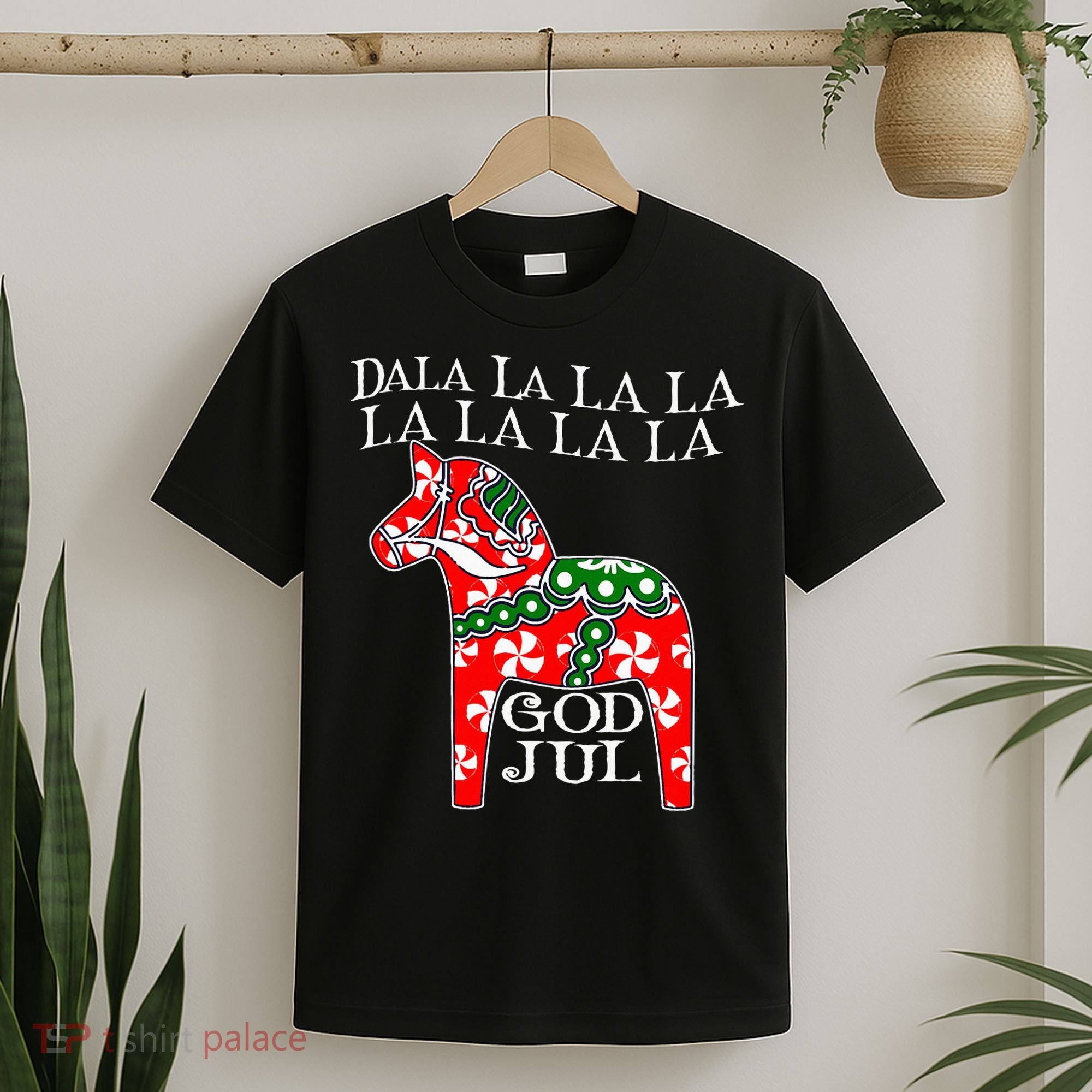 Funny Swedish Christmas God Jul Dala Horse Dalahost T-Shirt
