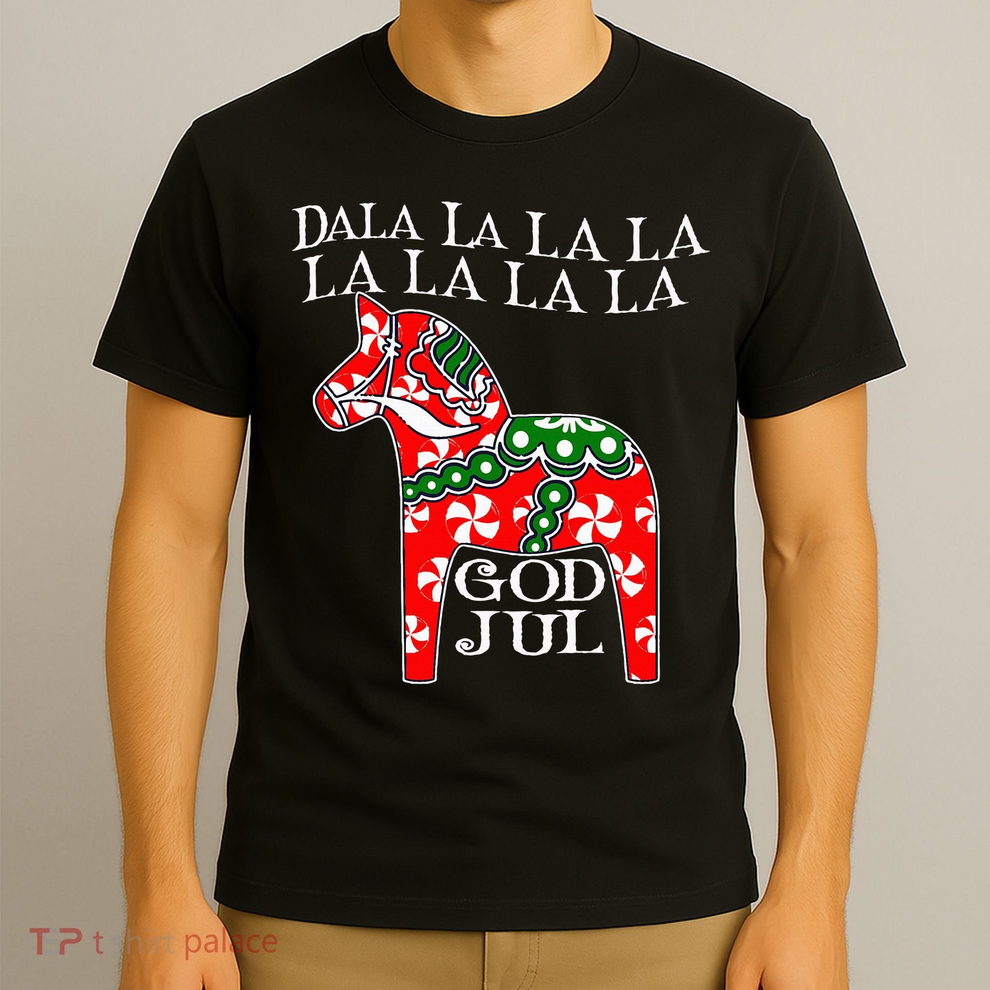 Funny Swedish Christmas God Jul Dala Horse Dalahost T-Shirt