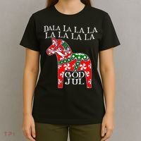 Funny Swedish Christmas God Jul Dala Horse Dalahost T-Shirt thumb 4