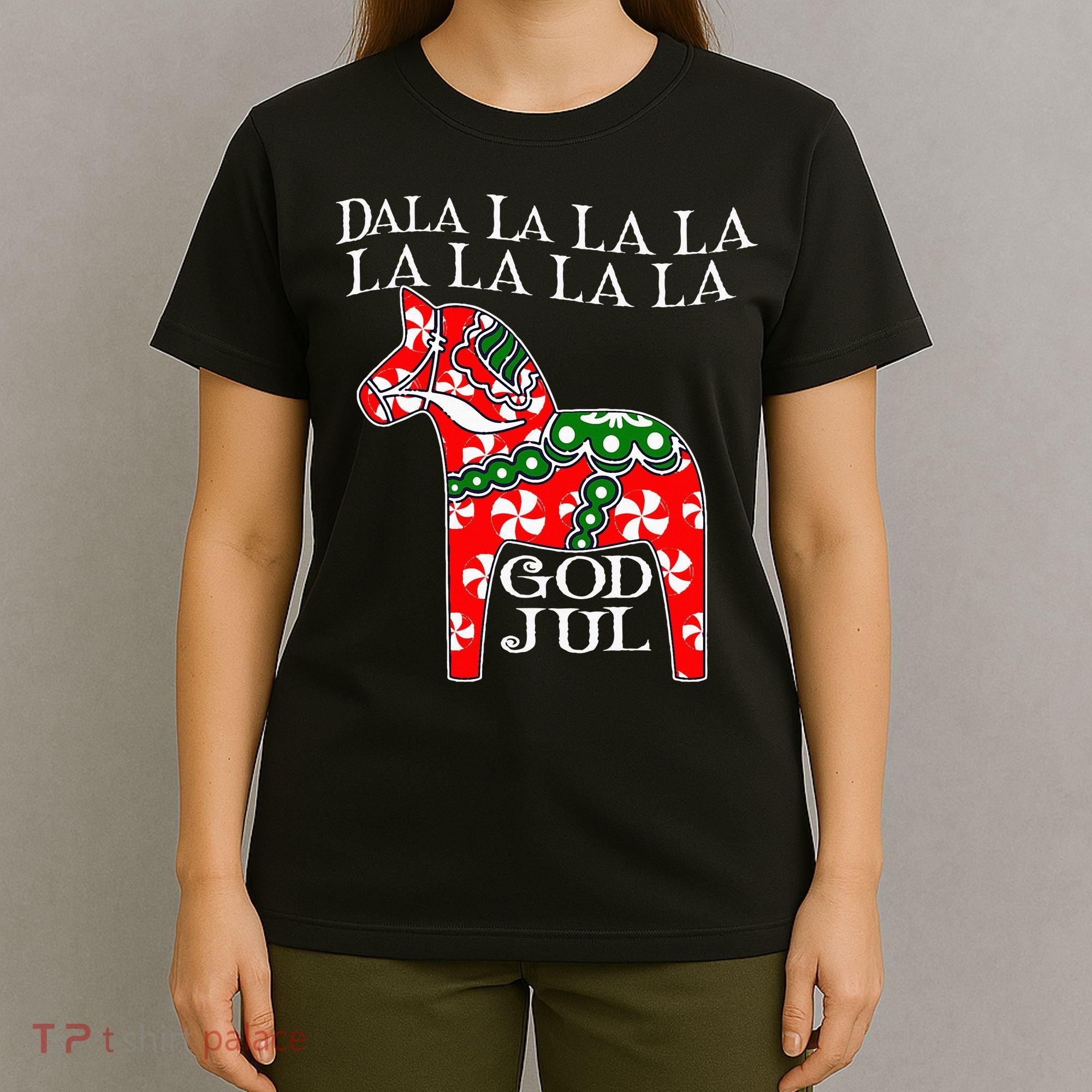 Funny Swedish Christmas God Jul Dala Horse Dalahost T-Shirt