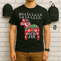Funny Swedish Christmas God Jul Dala Horse Dalahost T-Shirt thumb 6