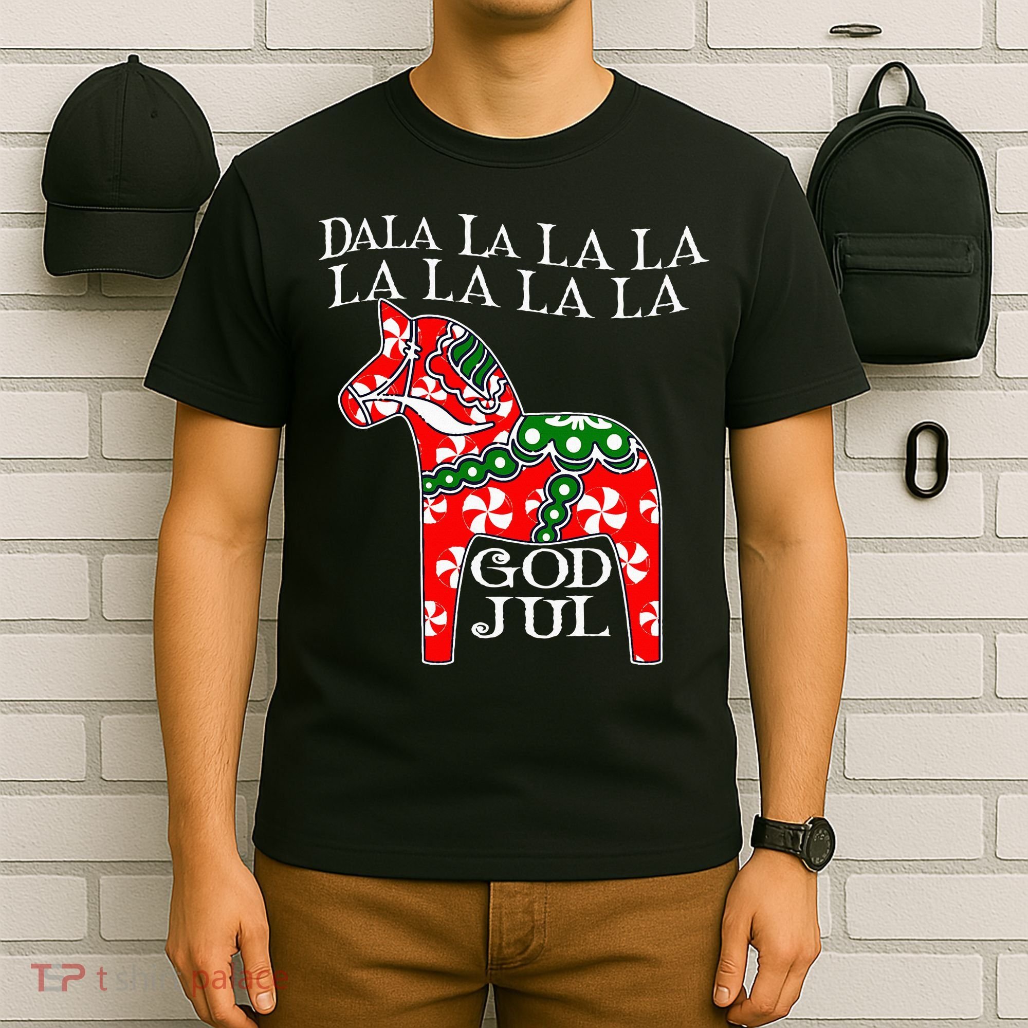 Funny Swedish Christmas God Jul Dala Horse Dalahost T-Shirt