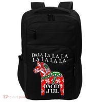 Funny Swedish Christmas God Jul Dala Horse Dalahost Impact Tech Backpack thumb 0