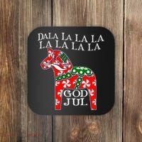 Funny Swedish Christmas God Jul Dala Horse Dalahost Coaster thumb 0