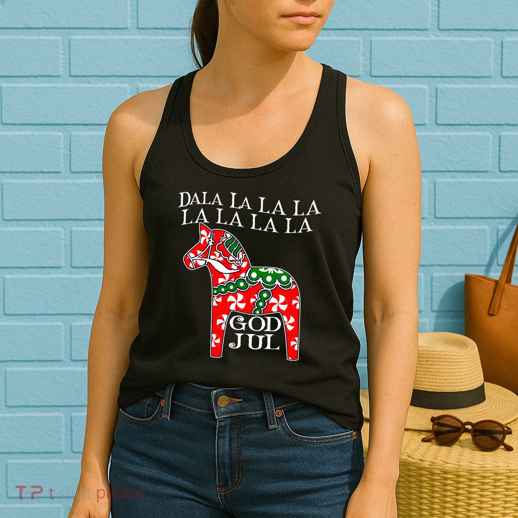 Funny Swedish Christmas God Jul Dala Horse Dalahost Women's Tank Top