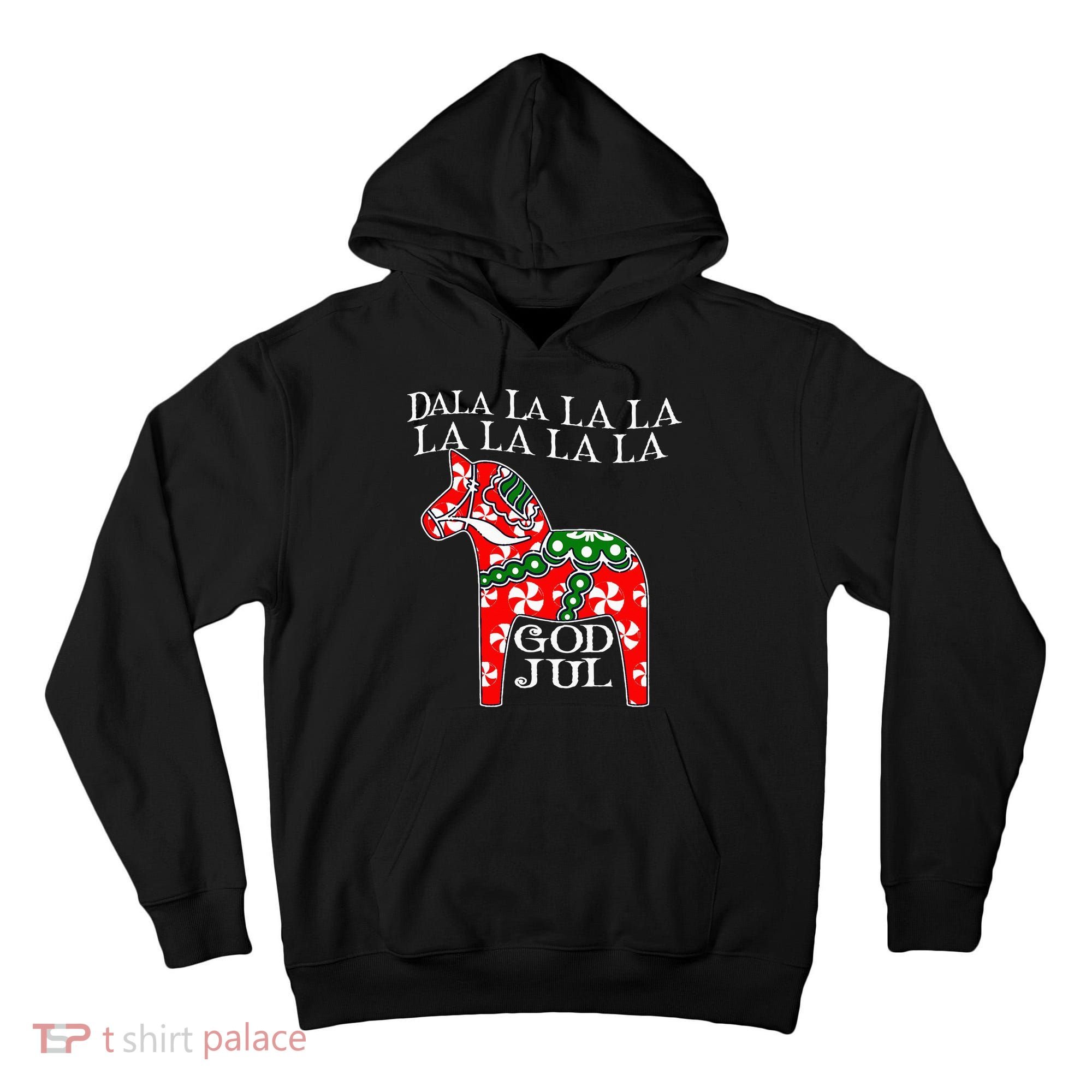 Funny Swedish Christmas God Jul Dala Horse Dalahost Tall Hoodie