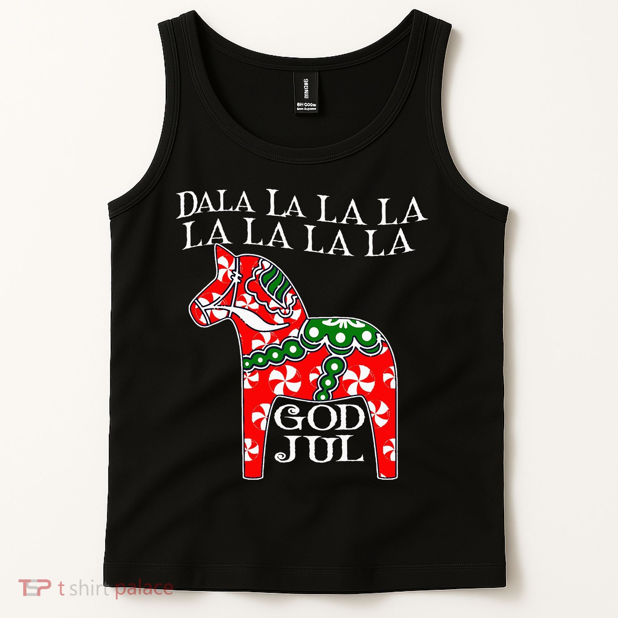 Funny Swedish Christmas God Jul Dala Horse Dalahost Tank Top
