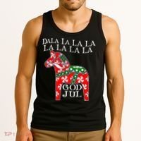 Funny Swedish Christmas God Jul Dala Horse Dalahost Tank Top thumb 3