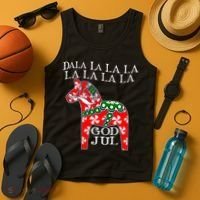 Funny Swedish Christmas God Jul Dala Horse Dalahost Tank Top thumb 4