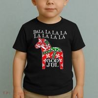 Funny Swedish Christmas God Jul Dala Horse Dalahost Toddler T-Shirt thumb 2