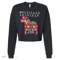 Funny Swedish Christmas God Jul Dala Horse Dalahost Cropped Pullover Crew thumb 0