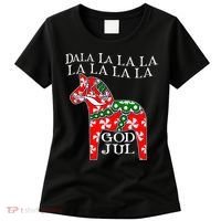 Funny Swedish Christmas God Jul Dala Horse Dalahost Women's T-Shirt thumb 0