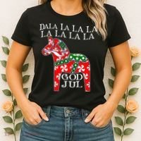 Funny Swedish Christmas God Jul Dala Horse Dalahost Women's T-Shirt thumb 2