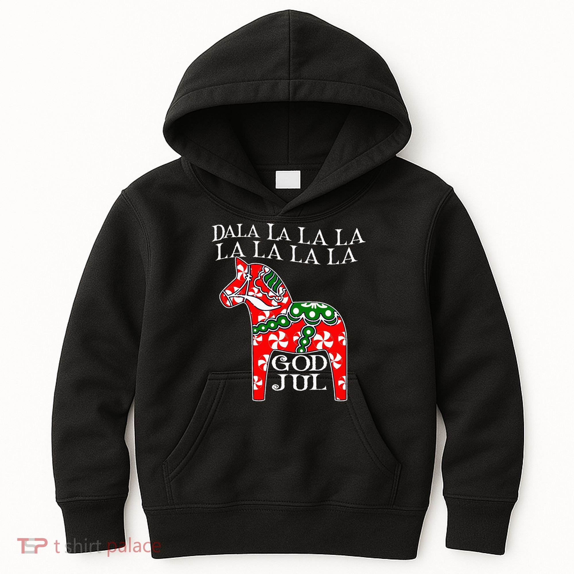 Funny Swedish Christmas God Jul Dala Horse Dalahost Kids Hoodie