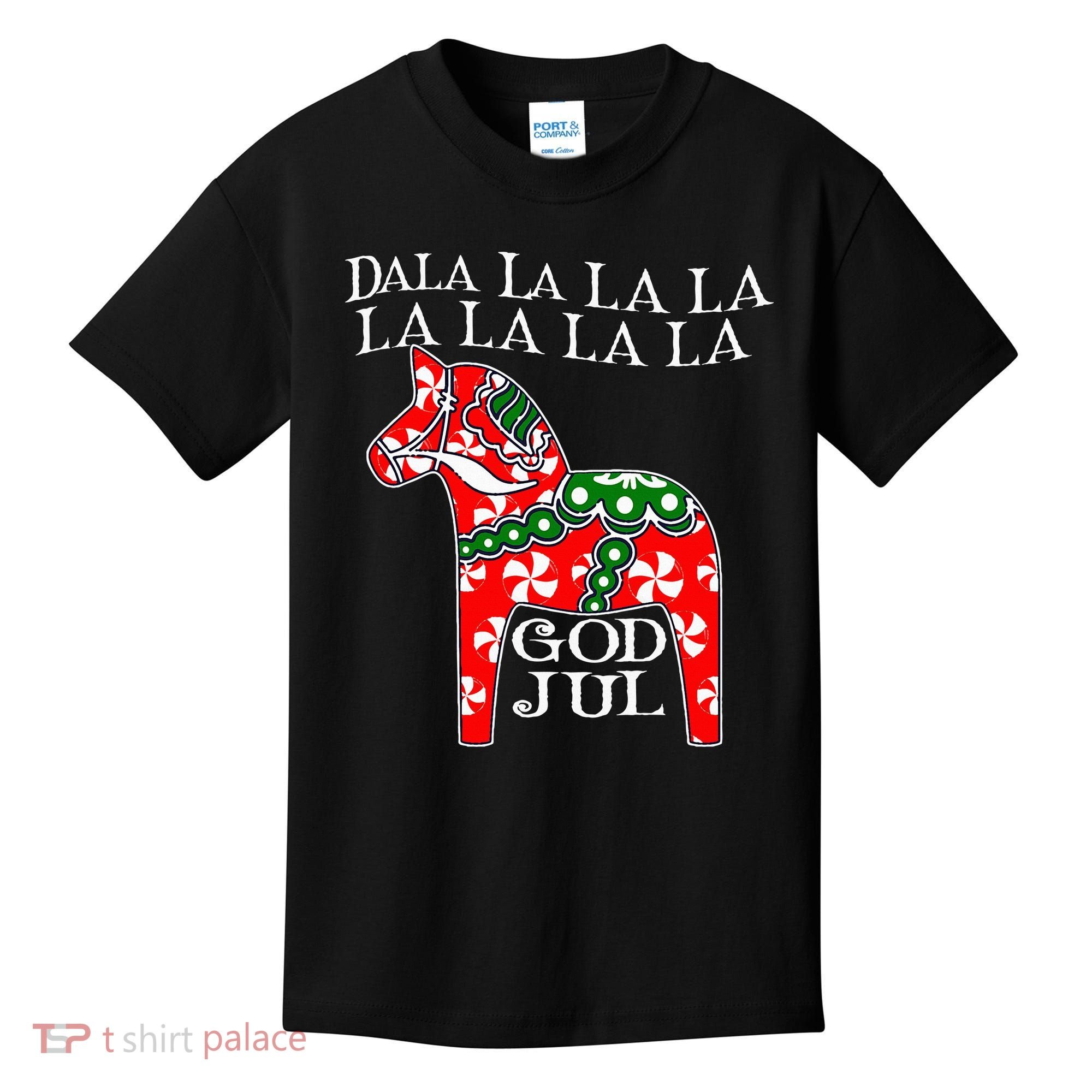 Funny Swedish Christmas God Jul Dala Horse Dalahost Kids T-Shirt