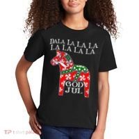 Funny Swedish Christmas God Jul Dala Horse Dalahost Kids T-Shirt thumb 2