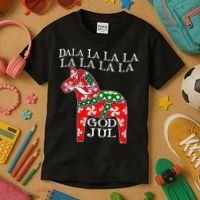 Funny Swedish Christmas God Jul Dala Horse Dalahost Kids T-Shirt thumb 3