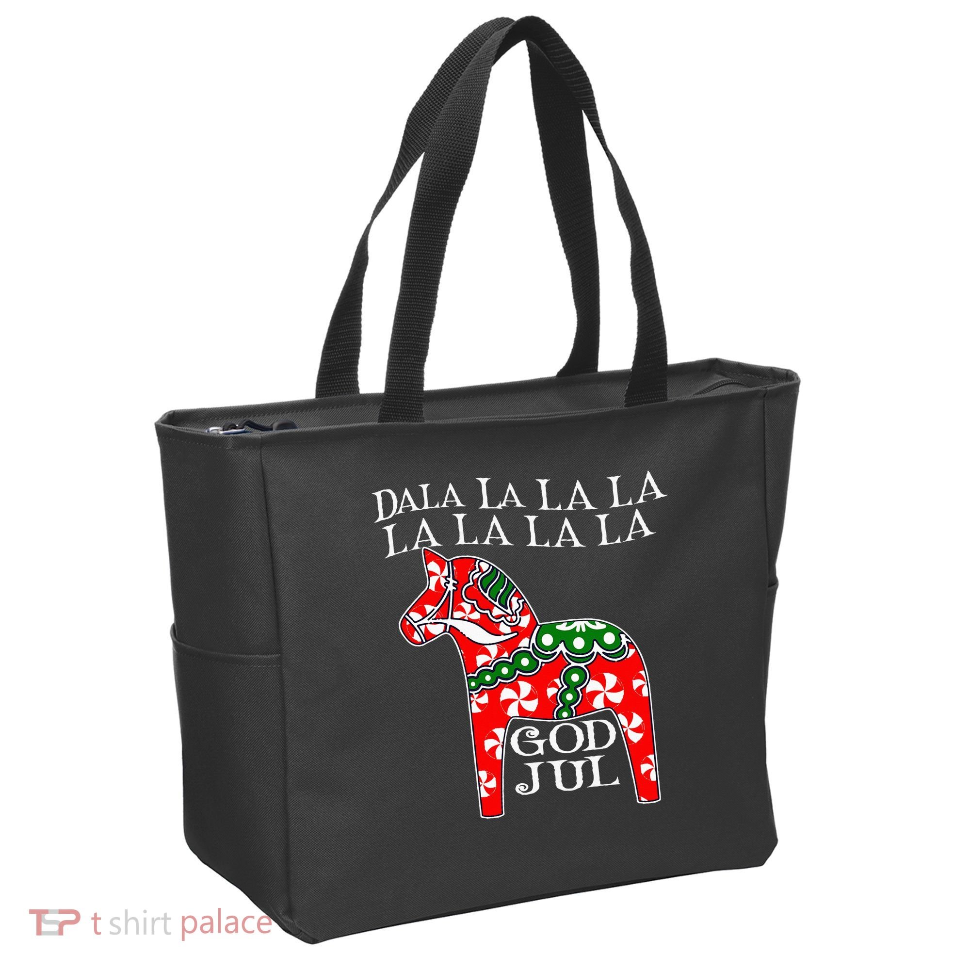 Funny Swedish Christmas God Jul Dala Horse Dalahost Tote Bag