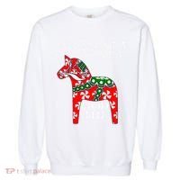 Funny Swedish Christmas God Jul Dala Horse Dalahost Garment-Dyed Sweatshirt thumb 0