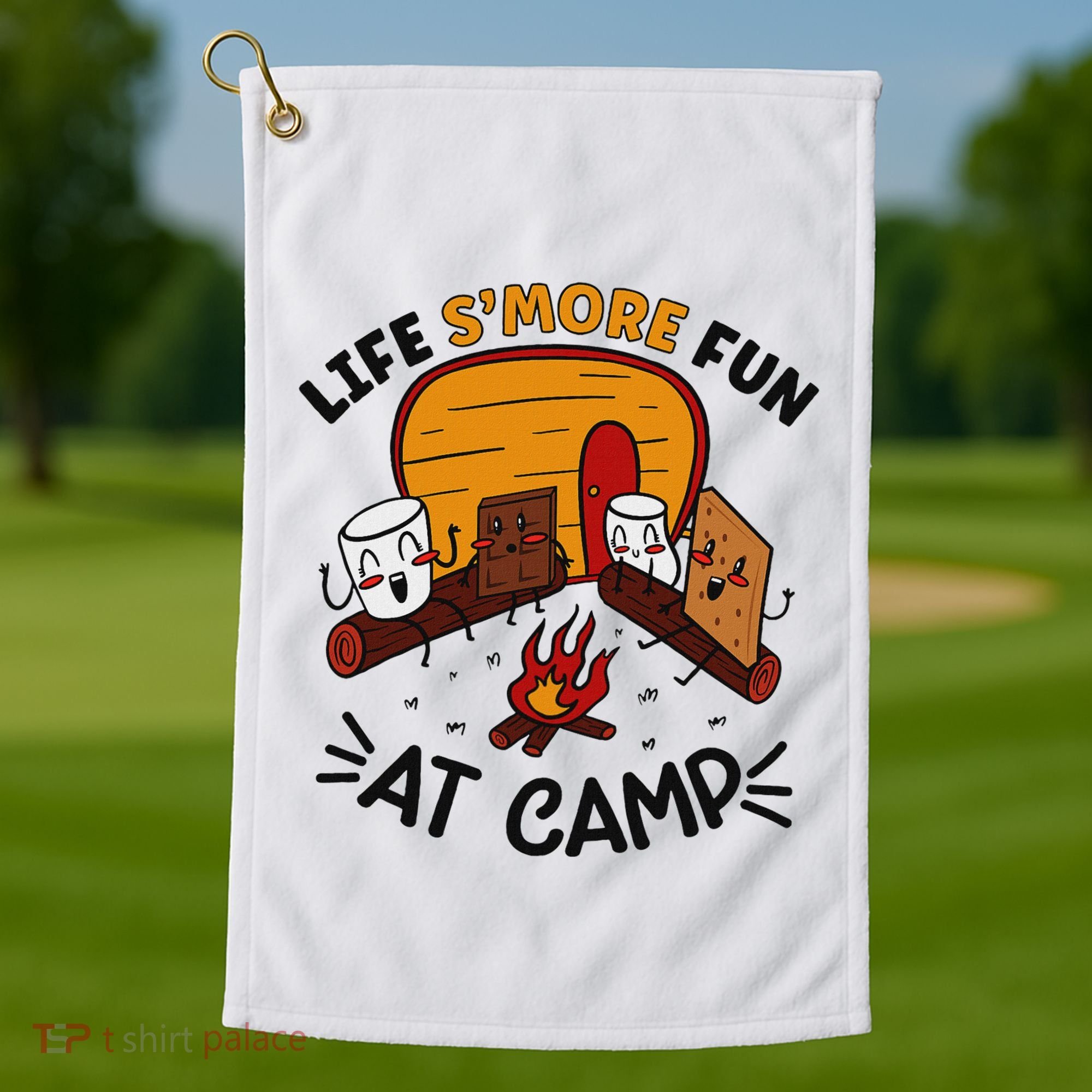 Funny SMores Camping Campfire Marshmallow Life SMore Fun Golf Towel