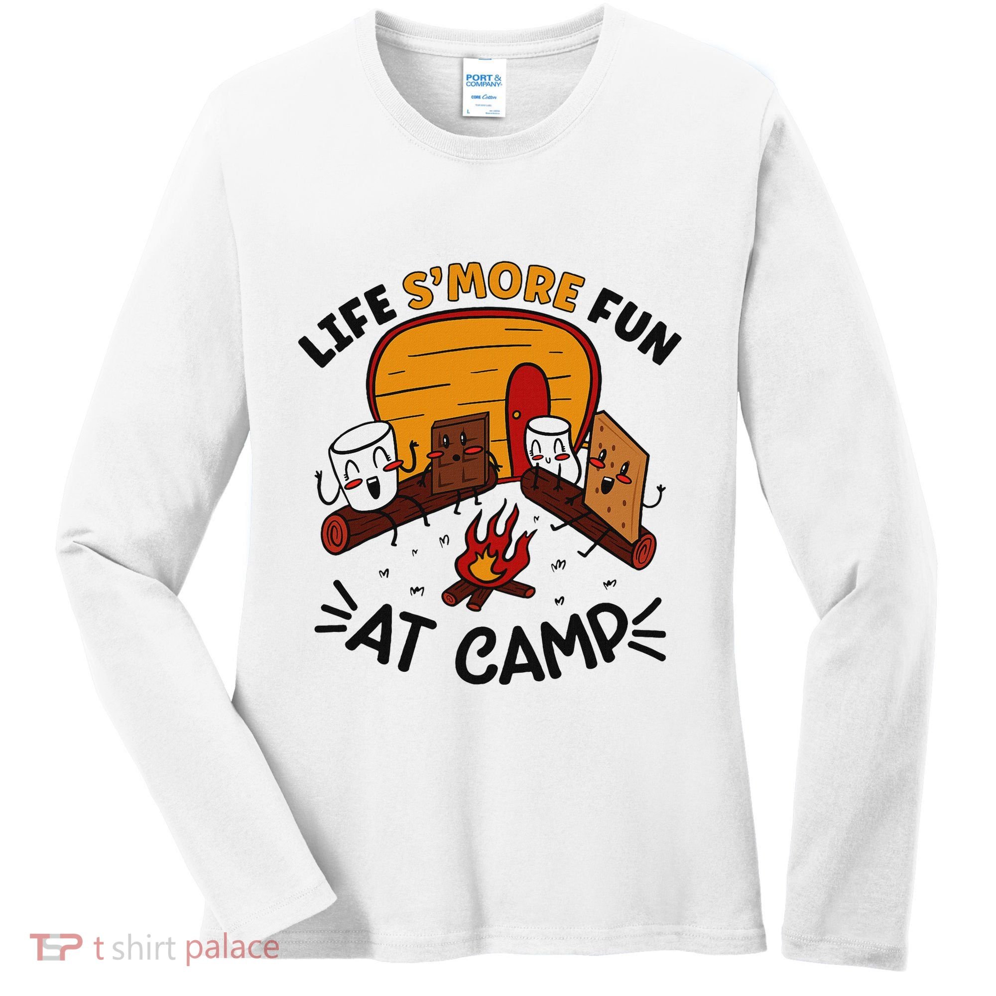 Funny SMores Camping Campfire Marshmallow Life SMore Fun Women's Long Sleeve Shirt