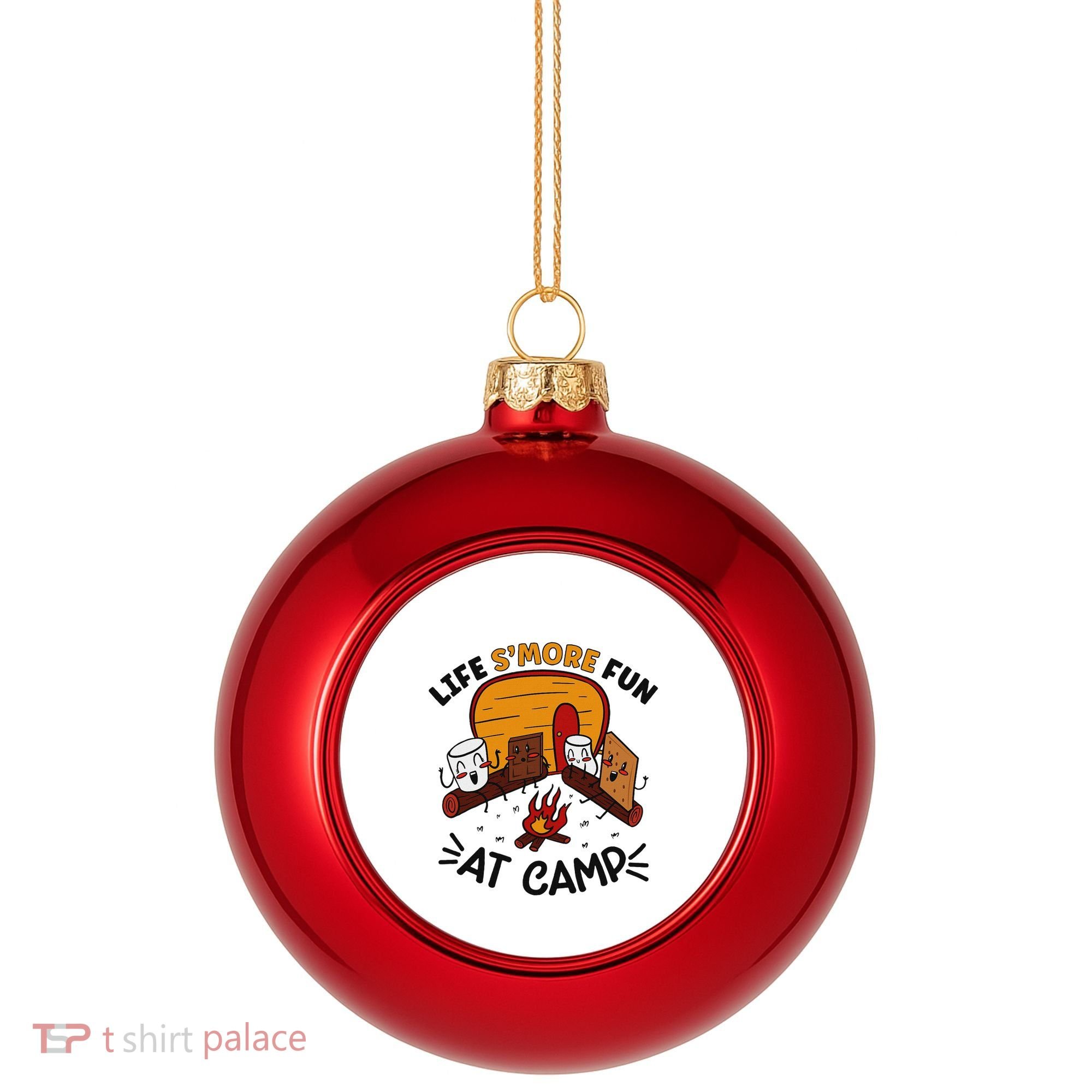 Funny SMores Camping Campfire Marshmallow Life SMore Fun Plastic Christmas Ball Ornament