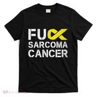 Fuck Sarcoma Cancer Awareness Yellow Ribbon Warrior Fighter T-Shirt thumb 0
