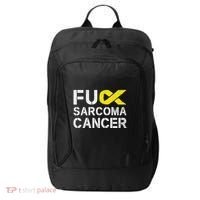 Fuck Sarcoma Cancer Awareness Yellow Ribbon Warrior Fighter City Backpack thumb 0