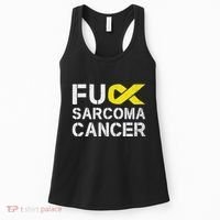 Fuck Sarcoma Cancer Awareness Yellow Ribbon Warrior Fighter Women's Tank Top thumb 0