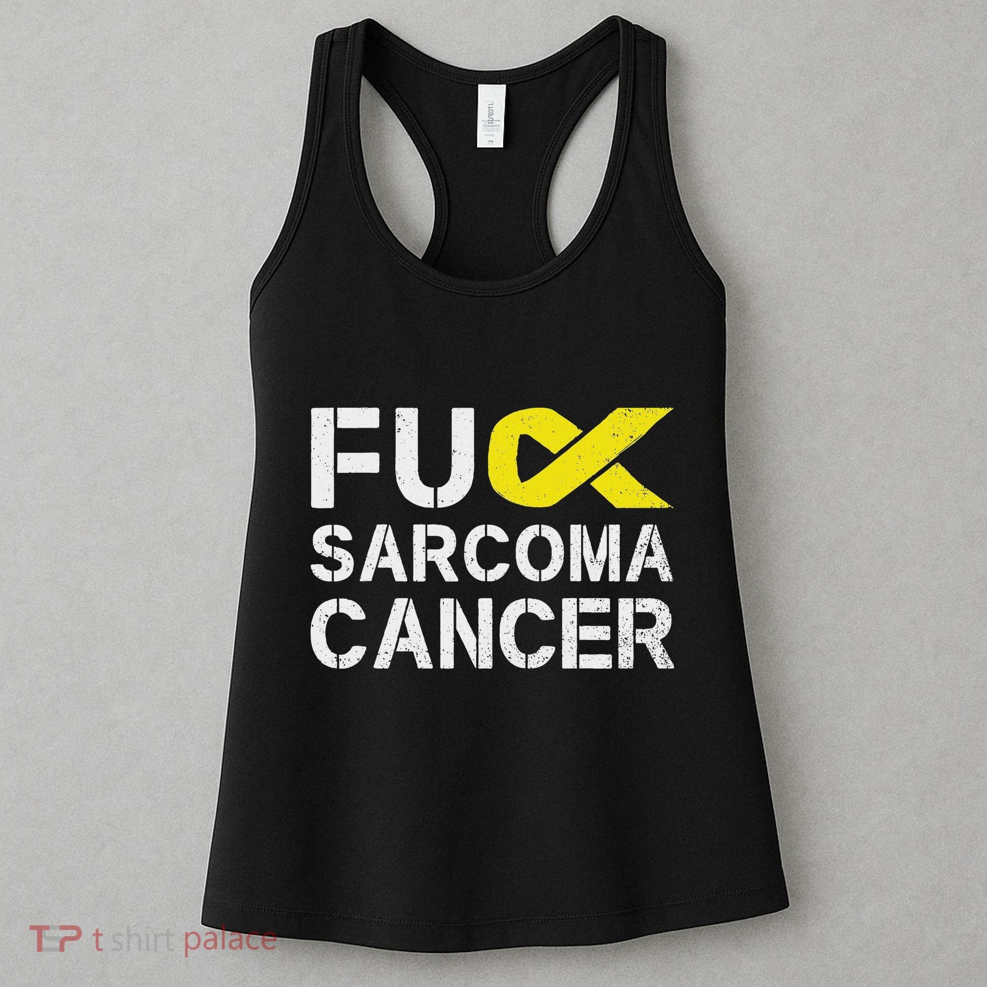 Fuck Sarcoma Cancer Awareness Yellow Ribbon Warrior Fighter Women's Tank Top