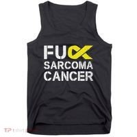 Fuck Sarcoma Cancer Awareness Yellow Ribbon Warrior Fighter Tank Top thumb 0