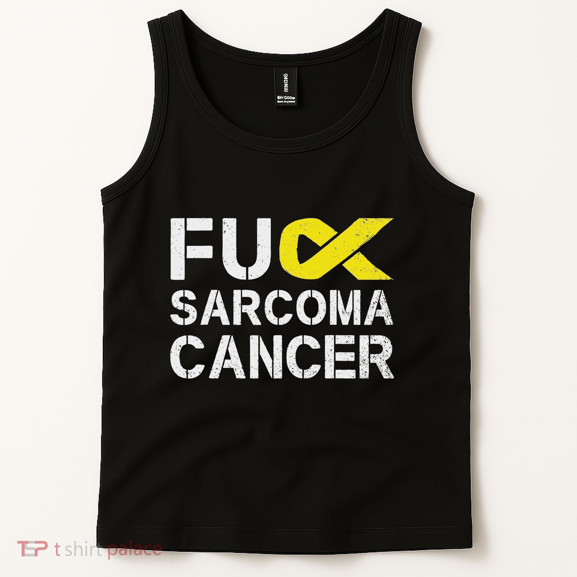 Fuck Sarcoma Cancer Awareness Yellow Ribbon Warrior Fighter Tank Top