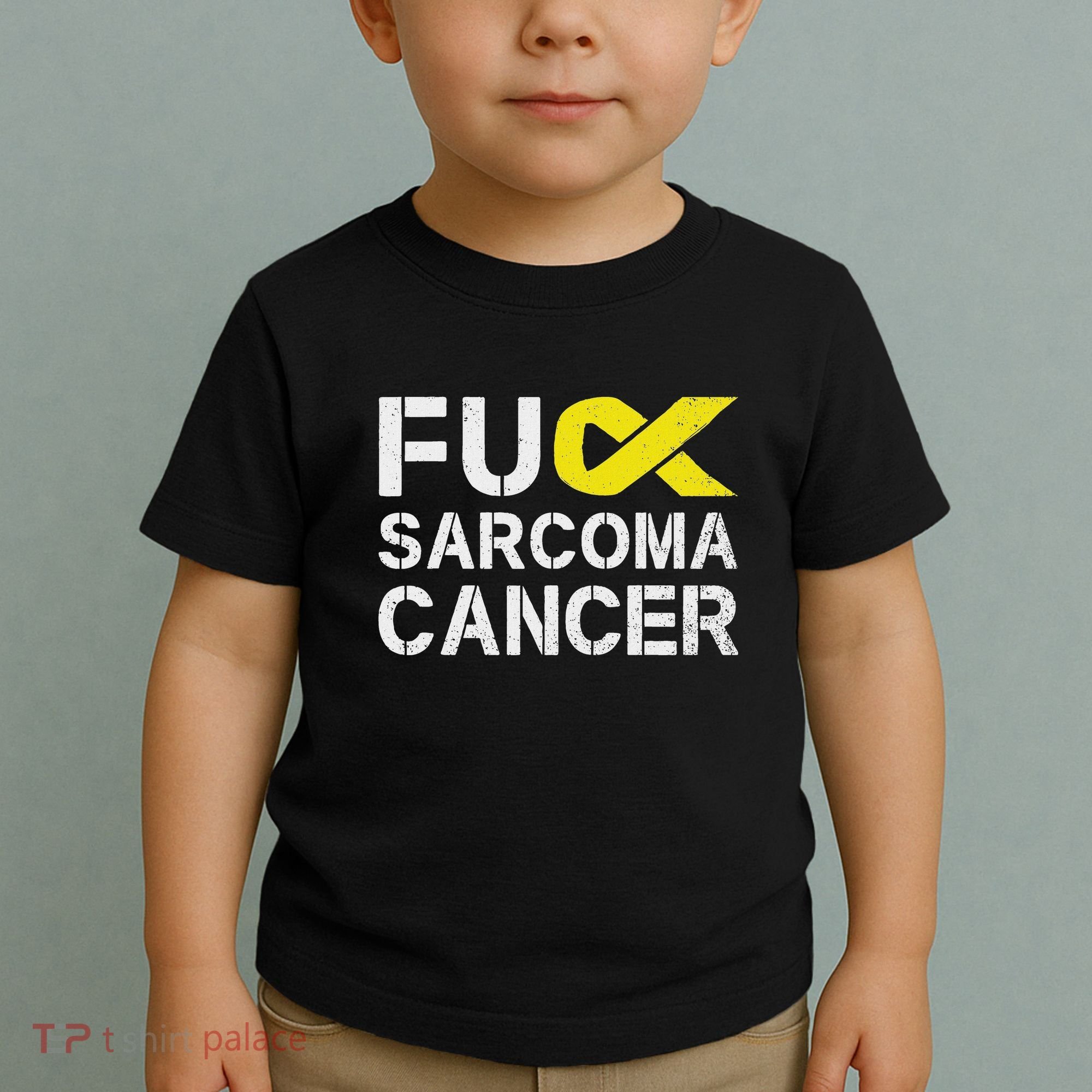 Fuck Sarcoma Cancer Awareness Yellow Ribbon Warrior Fighter Toddler T-Shirt