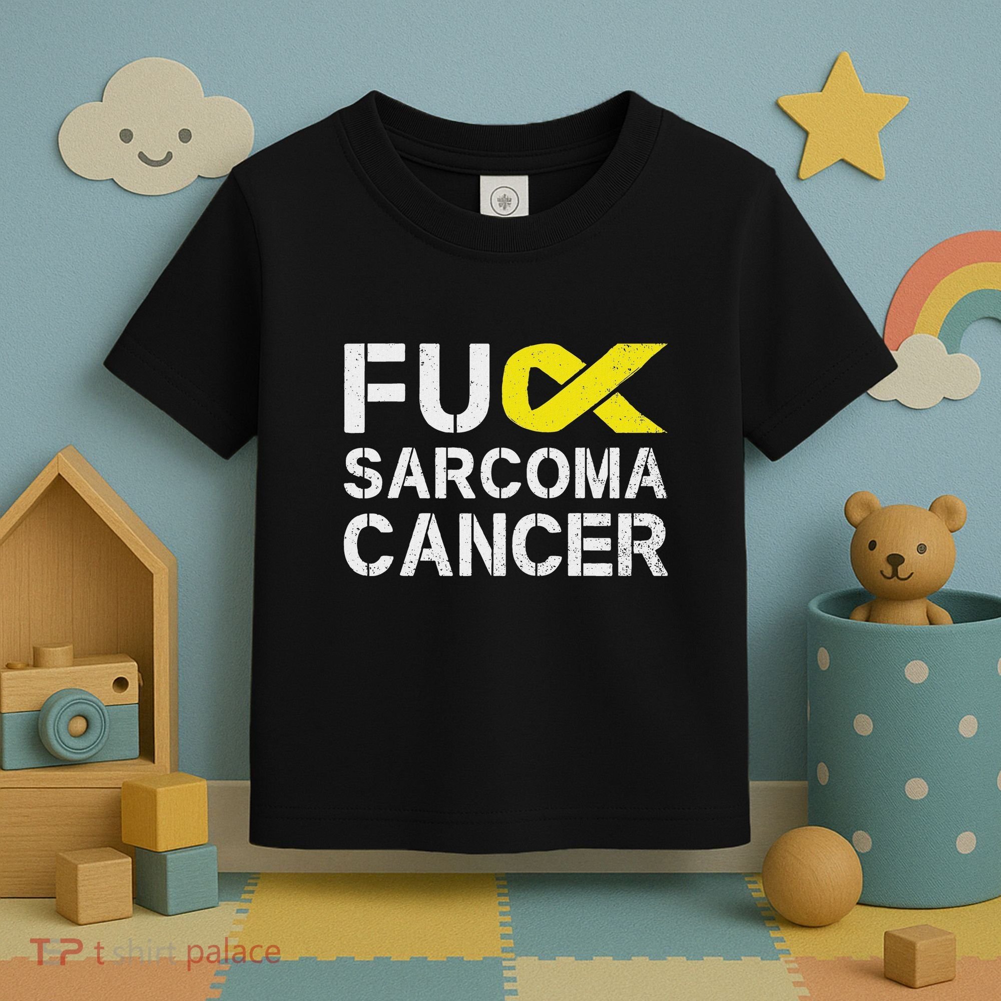 Fuck Sarcoma Cancer Awareness Yellow Ribbon Warrior Fighter Toddler T-Shirt